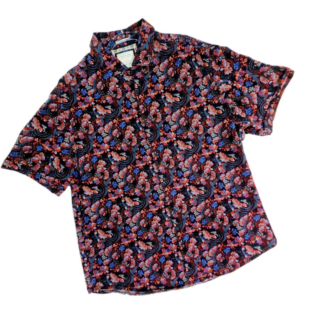CACTUS MAN Ricky Singh Paisley Men's 2XL‎ Burgundy-Multi  Short Sleeve